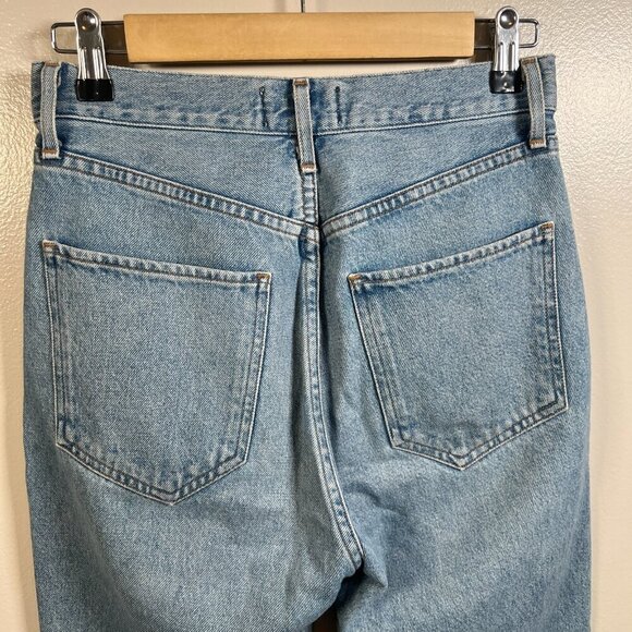 Agolde Riley High Rise Straight Crop Jeans Size 24 Blue Light Wash Button Fly - Picture 8 of 10